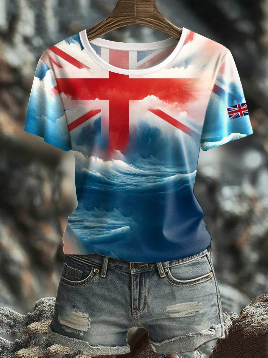 Women's British Short-Sleeved Printed T-shirt