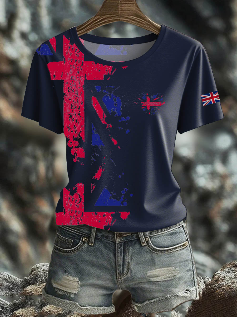 Women's British Short-Sleeved Printed T-shirt