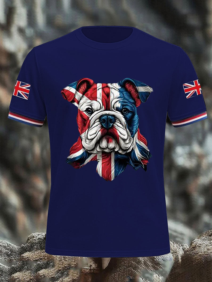 Men's Vintage England Flag Casual Printed T-shirt
