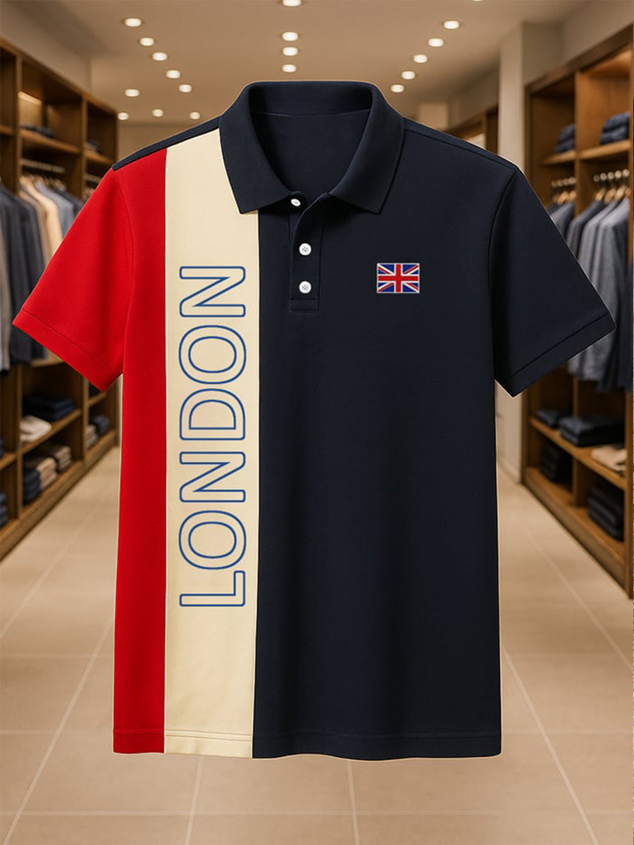 Men's Business Casual Union Jack Short Sleeve Shirt