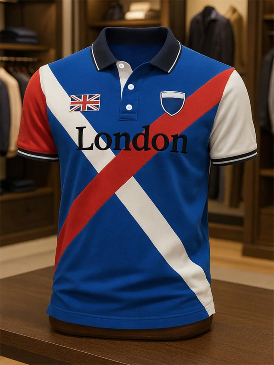 Men's Business Casual London Union Jack Short Sleeve Shirt