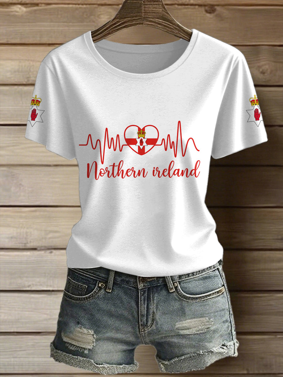Women's Northern Ireland Printed Vintage Fashion Loose Short Sleeve T-Shirt