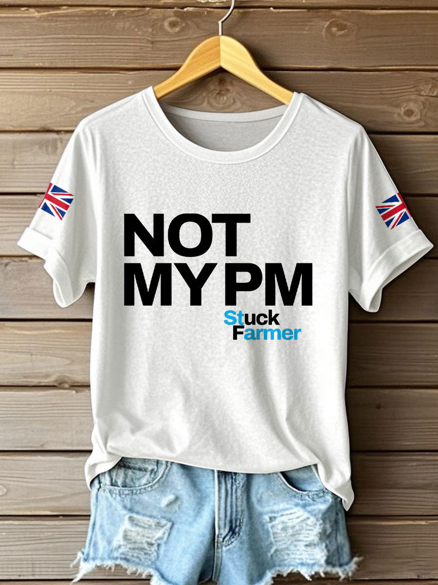 Women's Not My PM Funny UK Flag Printed T-Shirt