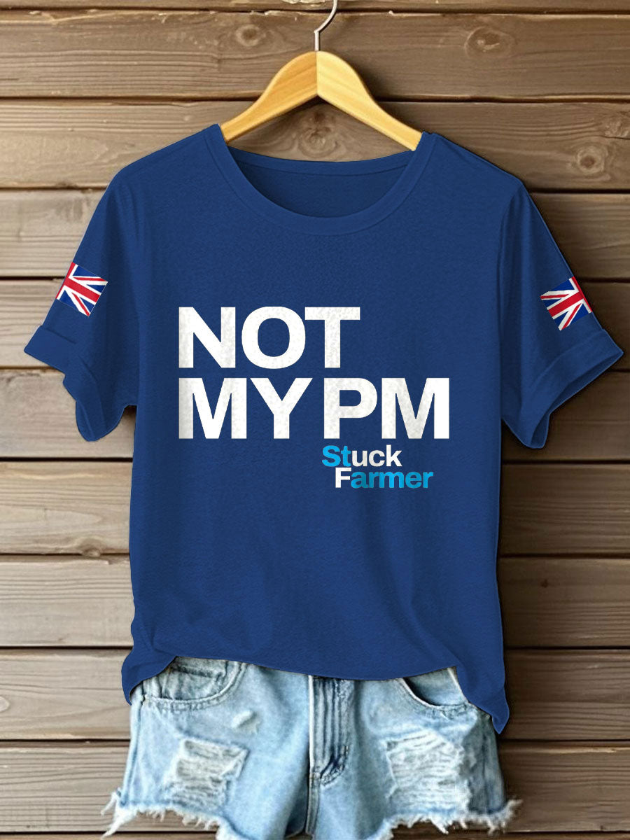 Women's Not My PM Funny UK Flag Printed T-Shirt