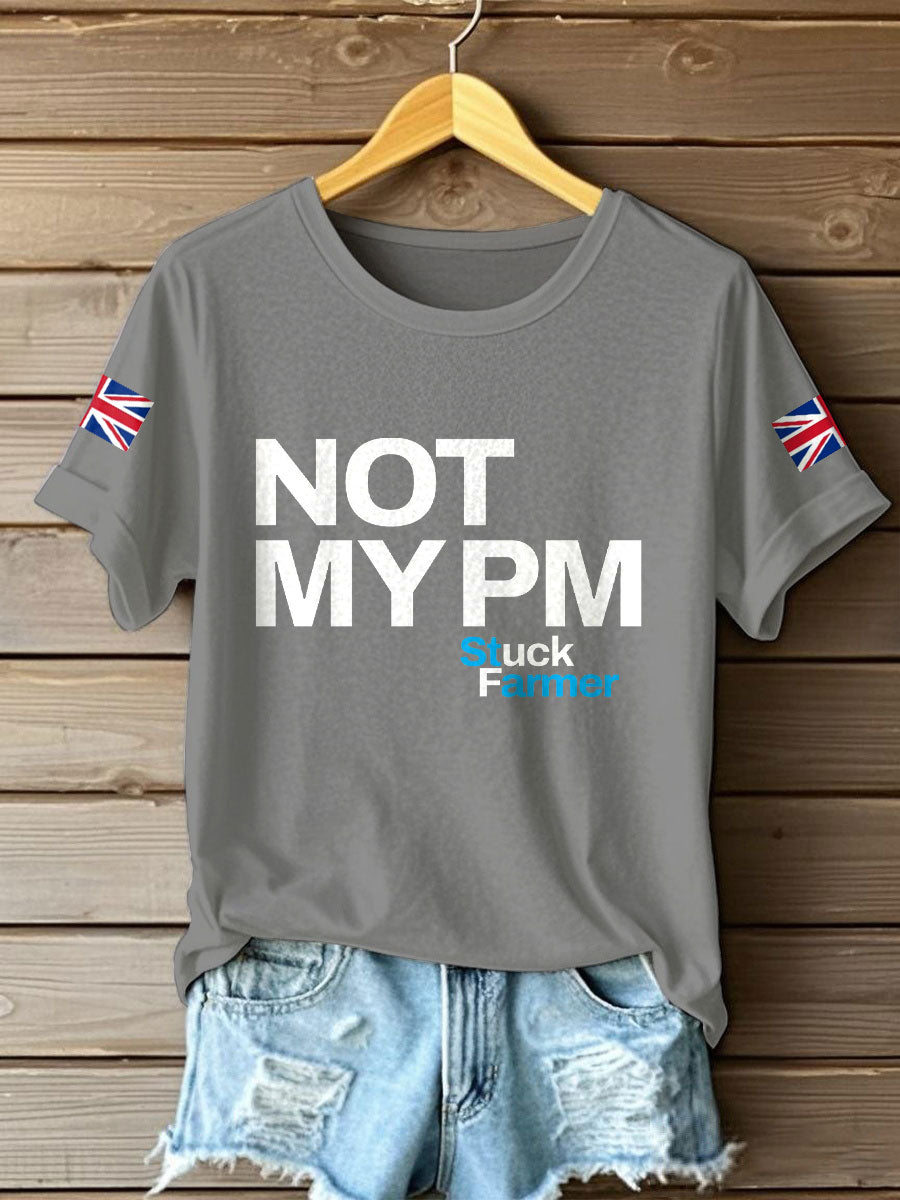 Women's Not My PM Funny UK Flag Printed T-Shirt