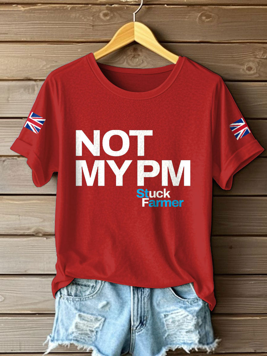 Women's Not My PM Funny UK Flag Printed T-Shirt