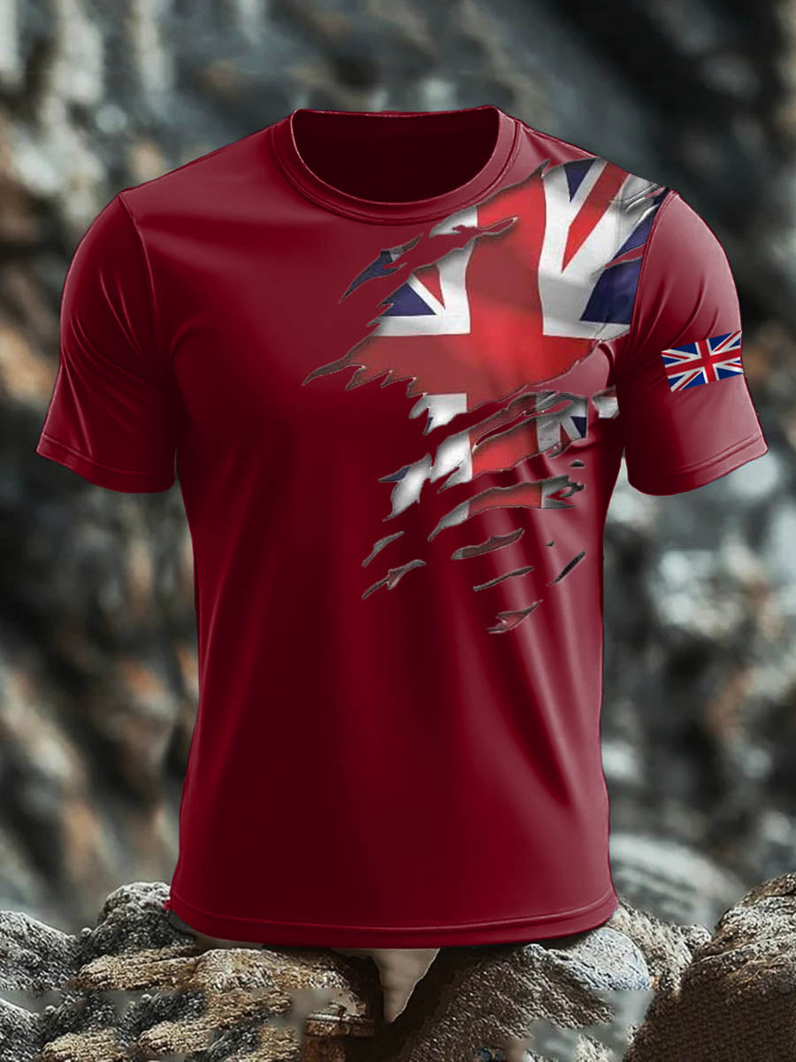 Men's Britsh Imitation Cotton Short-Sleeved Printed T-shirt