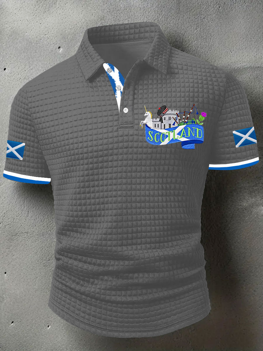 Men's Scotland Flag Proud The Brave Printed Casual Short Sleeve Tops