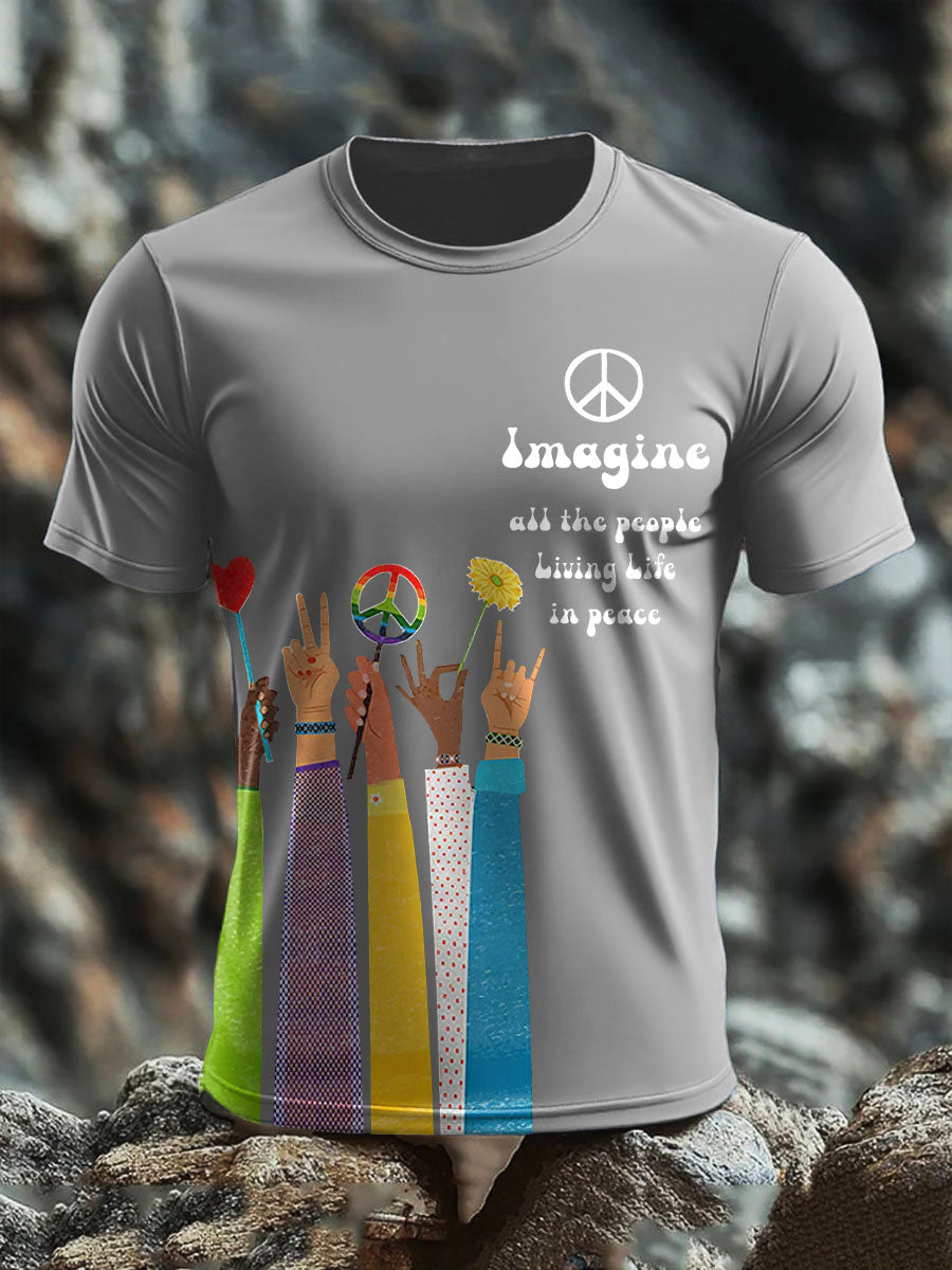 Men's Music Lover Hippies Printed T-shirt