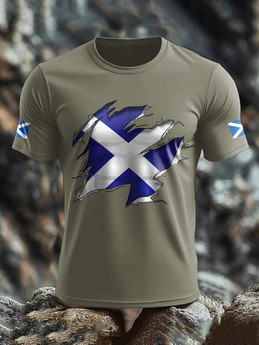 Men's Scotland Flag Proud The Brave Printed T-shirt