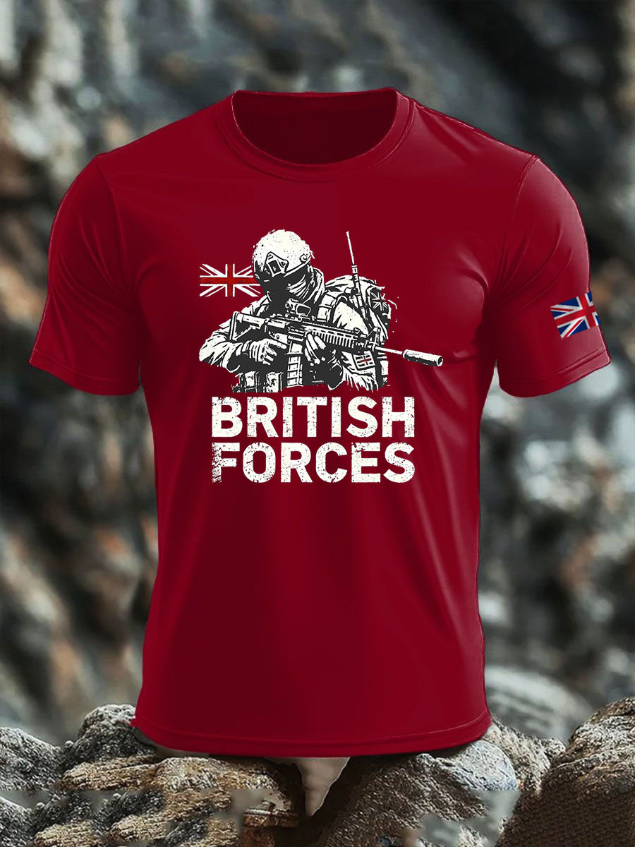Men's British Veteran imitation cotton short-sleeved T-shirt