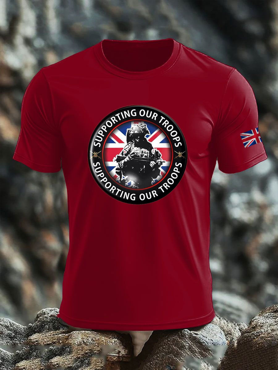 Men's British Veteran imitation cotton short-sleeved T-shirt