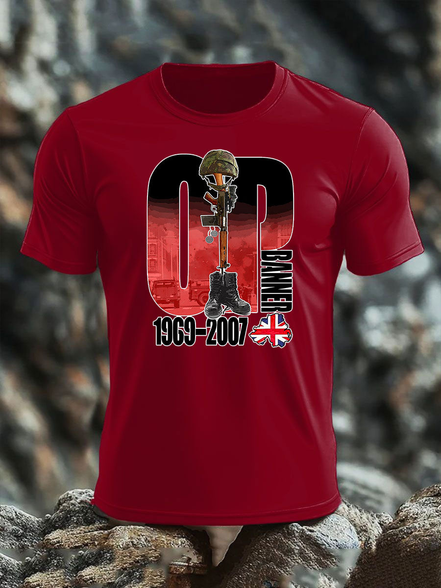Men's British Veteran imitation cotton short-sleeved T-shirt