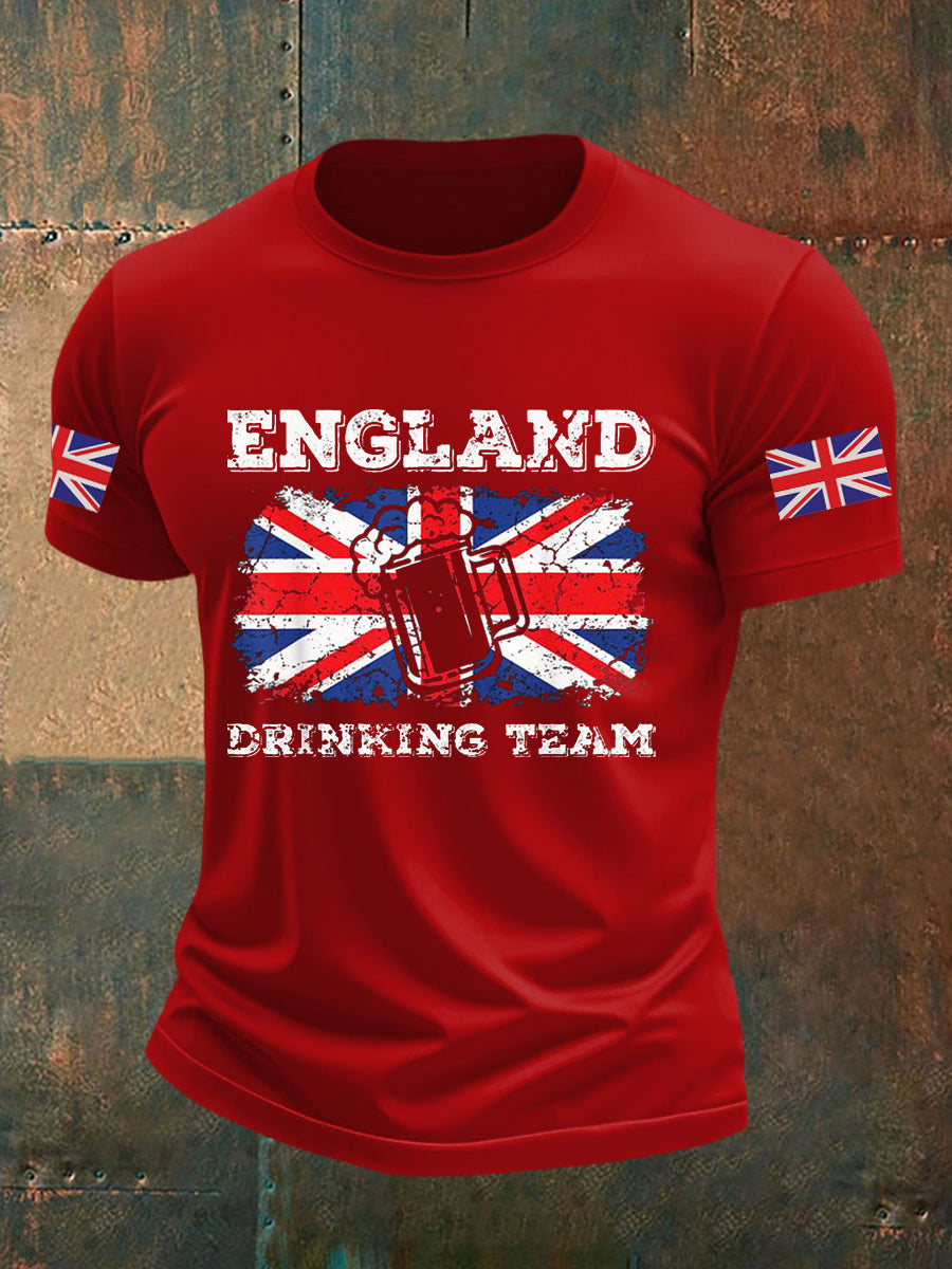 Men's England Drinking Team Casual Printed T-shirt