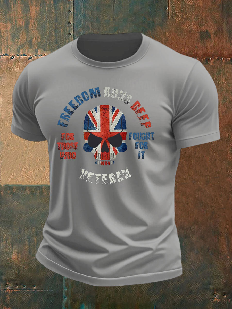 Men's British Veteran imitation cotton short-sleeved T-shirt