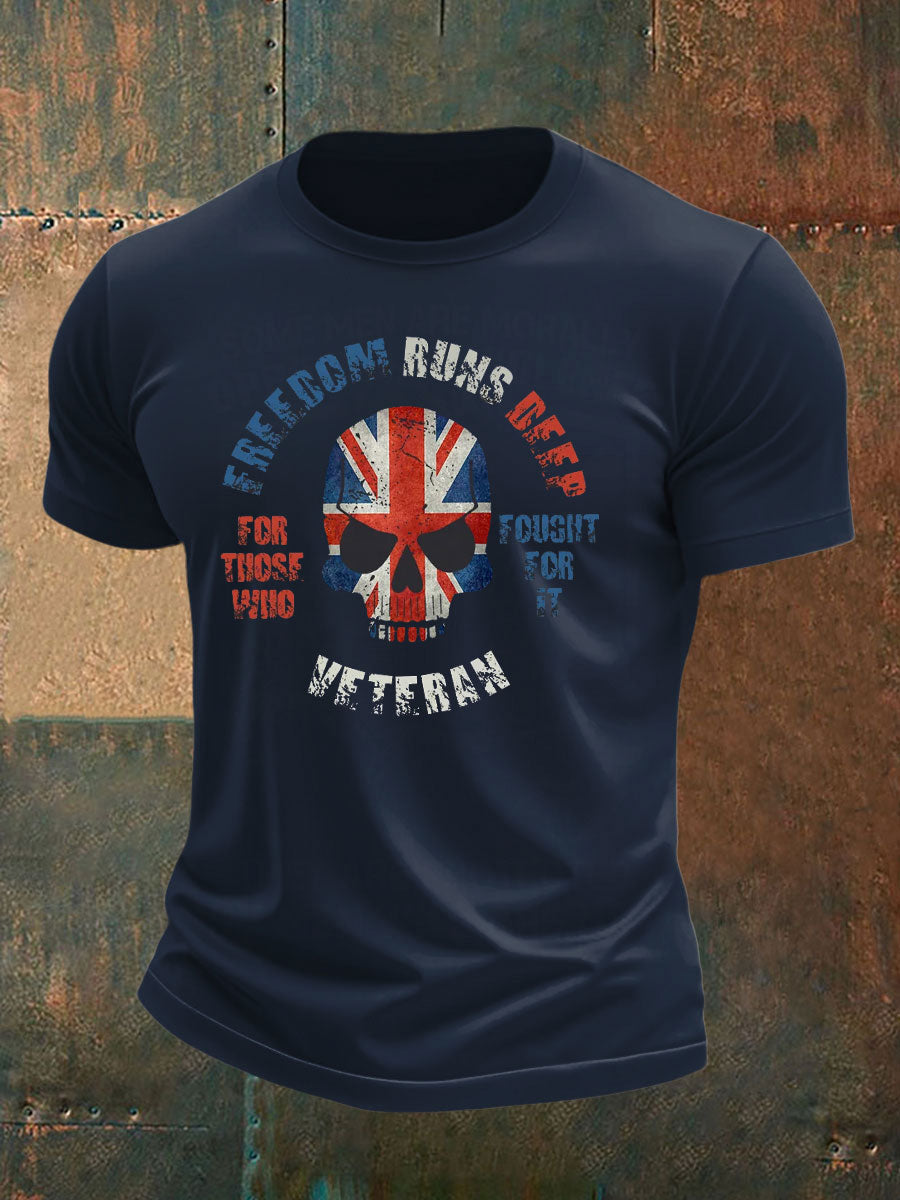 Men's British Veteran imitation cotton short-sleeved T-shirt