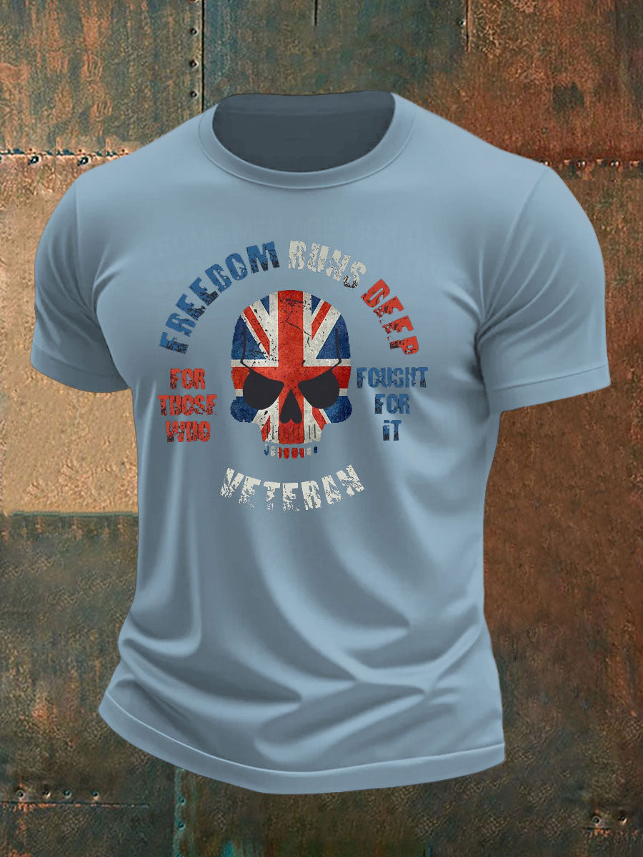 Men's British Veteran imitation cotton short-sleeved T-shirt