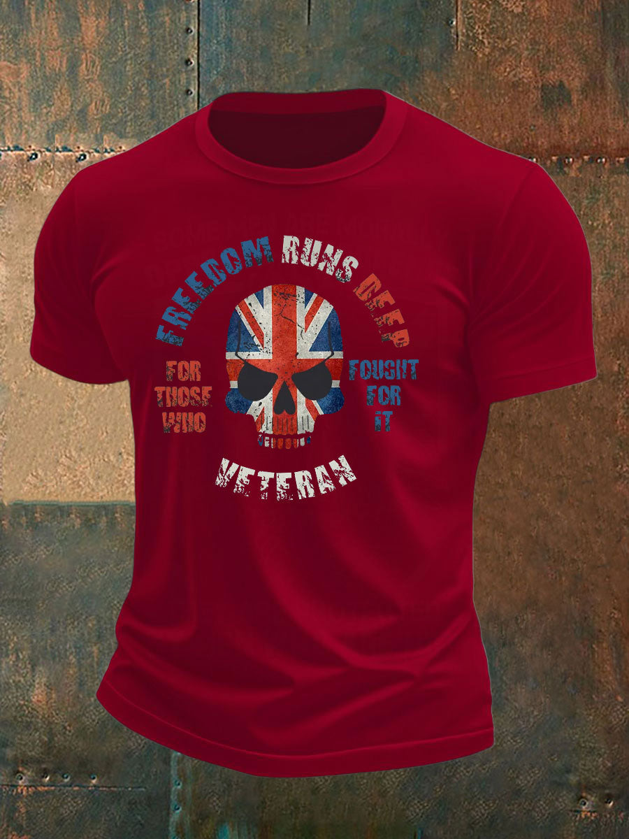 Men's British Veteran imitation cotton short-sleeved T-shirt