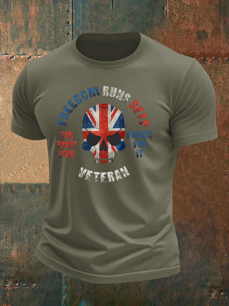 Men's British Veteran imitation cotton short-sleeved T-shirt