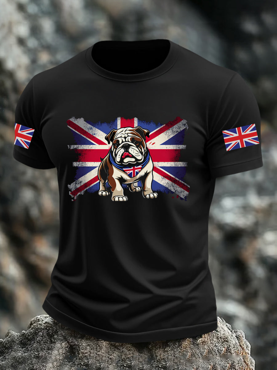 Men's Vintage England Flag Casual Printed T-shirt