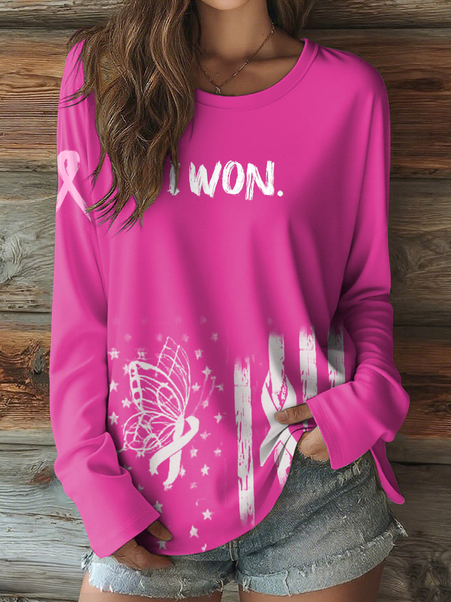 Women's Breast Cancer Awareness Casual Long Sleeve T-Shirt