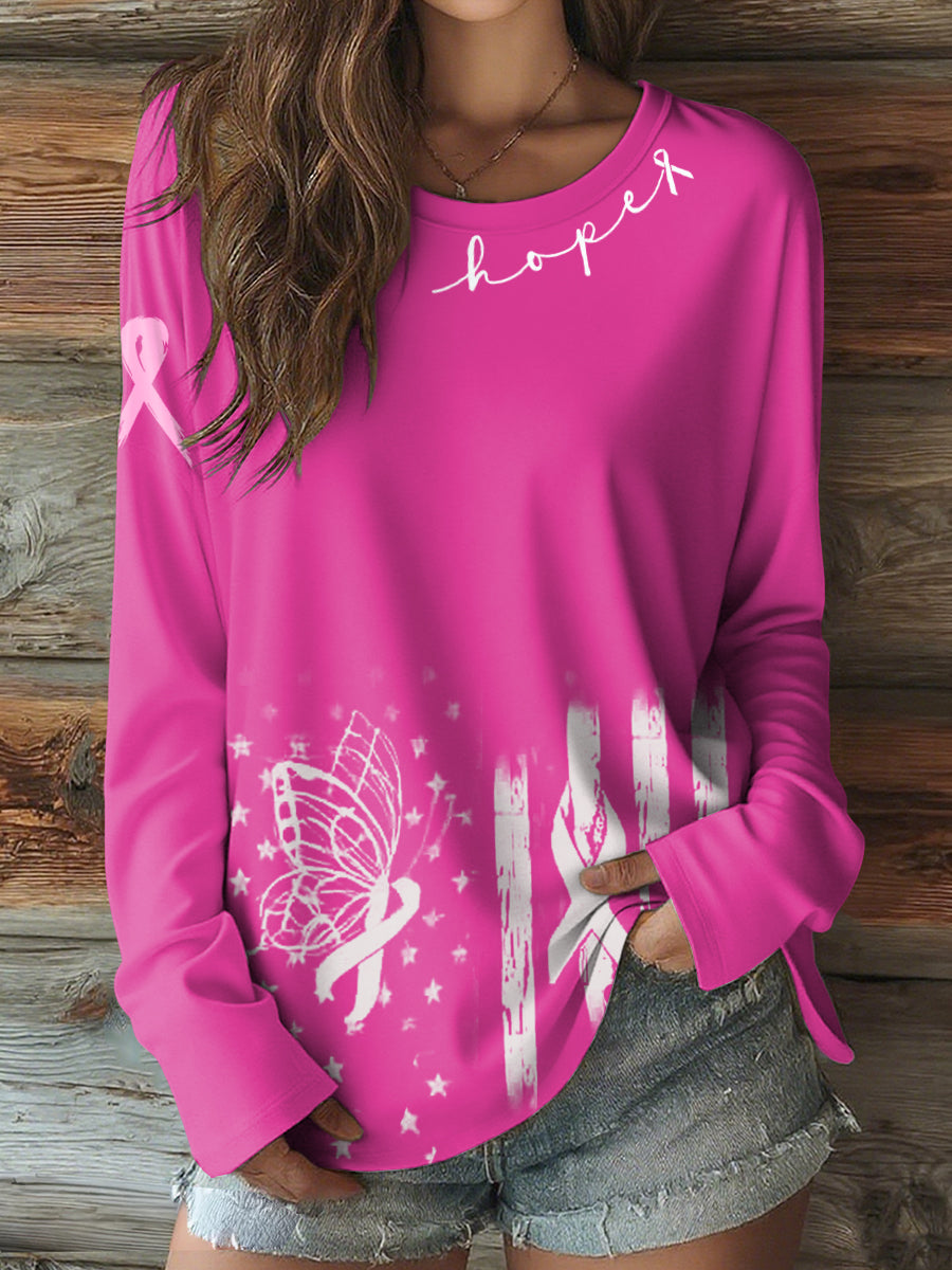Women's Breast Cancer Awareness Casual Long Sleeve T-Shirt