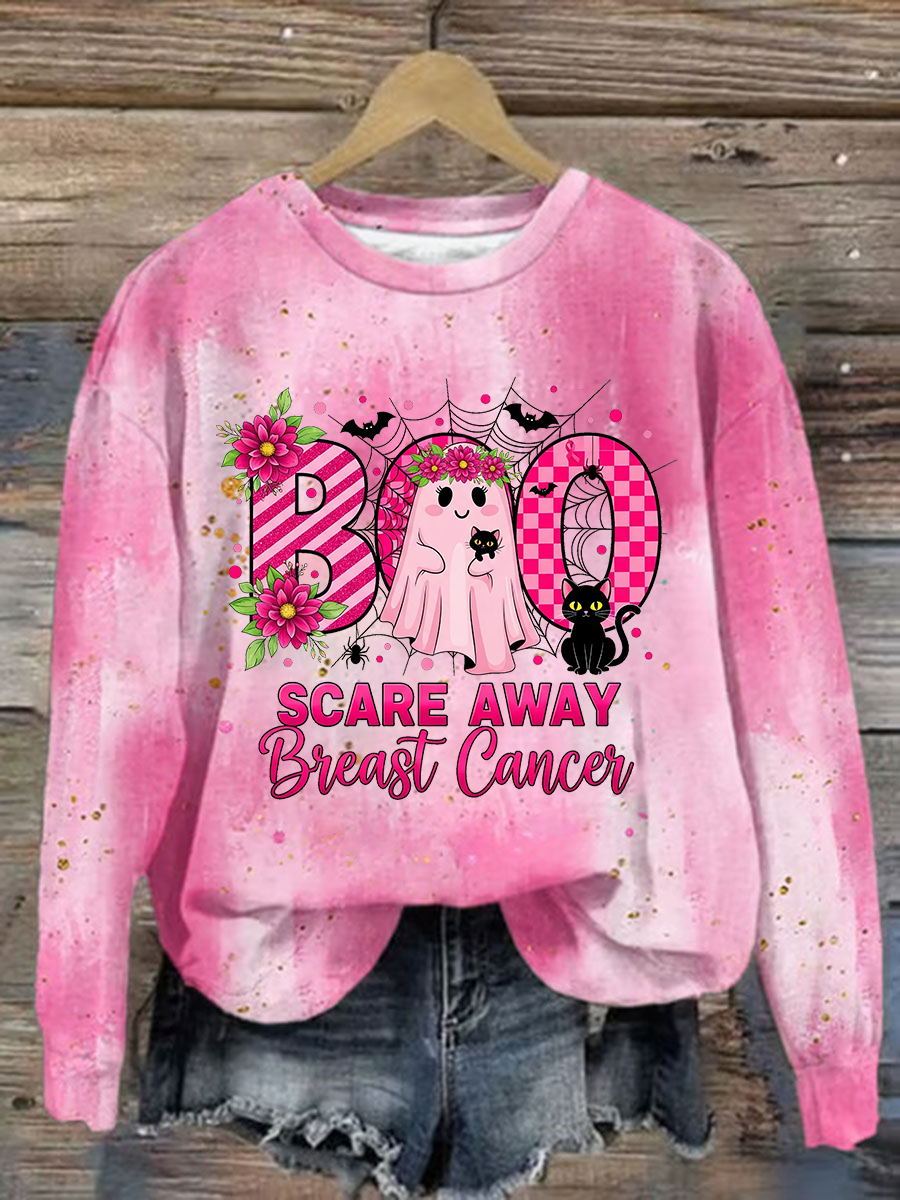 Women's Breast Cancer Awareness Print Casual Sweatshirt