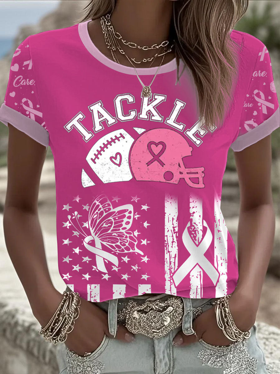 Women's Breast Cancer Pink Printed T-shirt