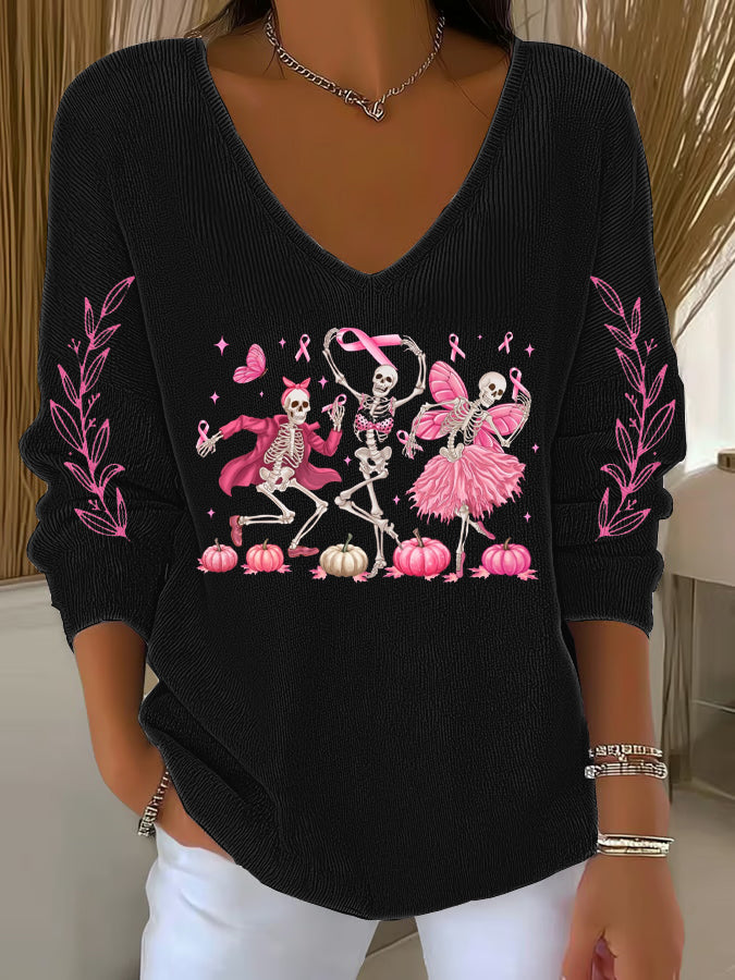 Women's Breast Cancer Pink Printed Casual Top