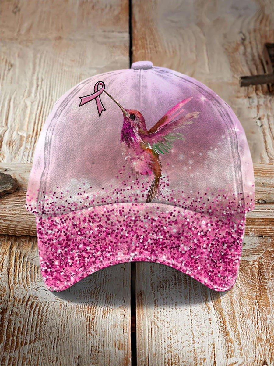 Pink Ribbon Print Casual Unisex Hat