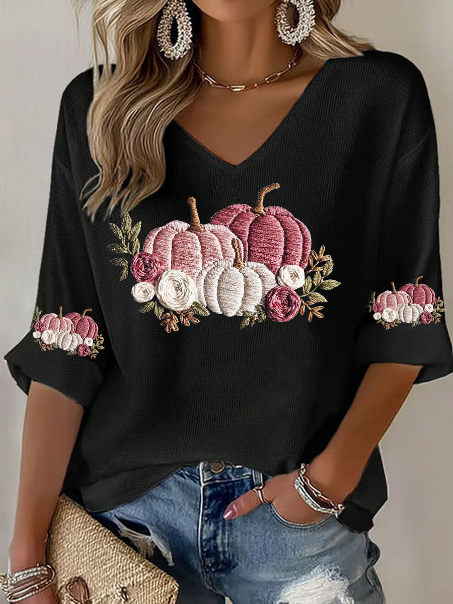 Women's Breast Cancer Floral Print Casual T-Shirt