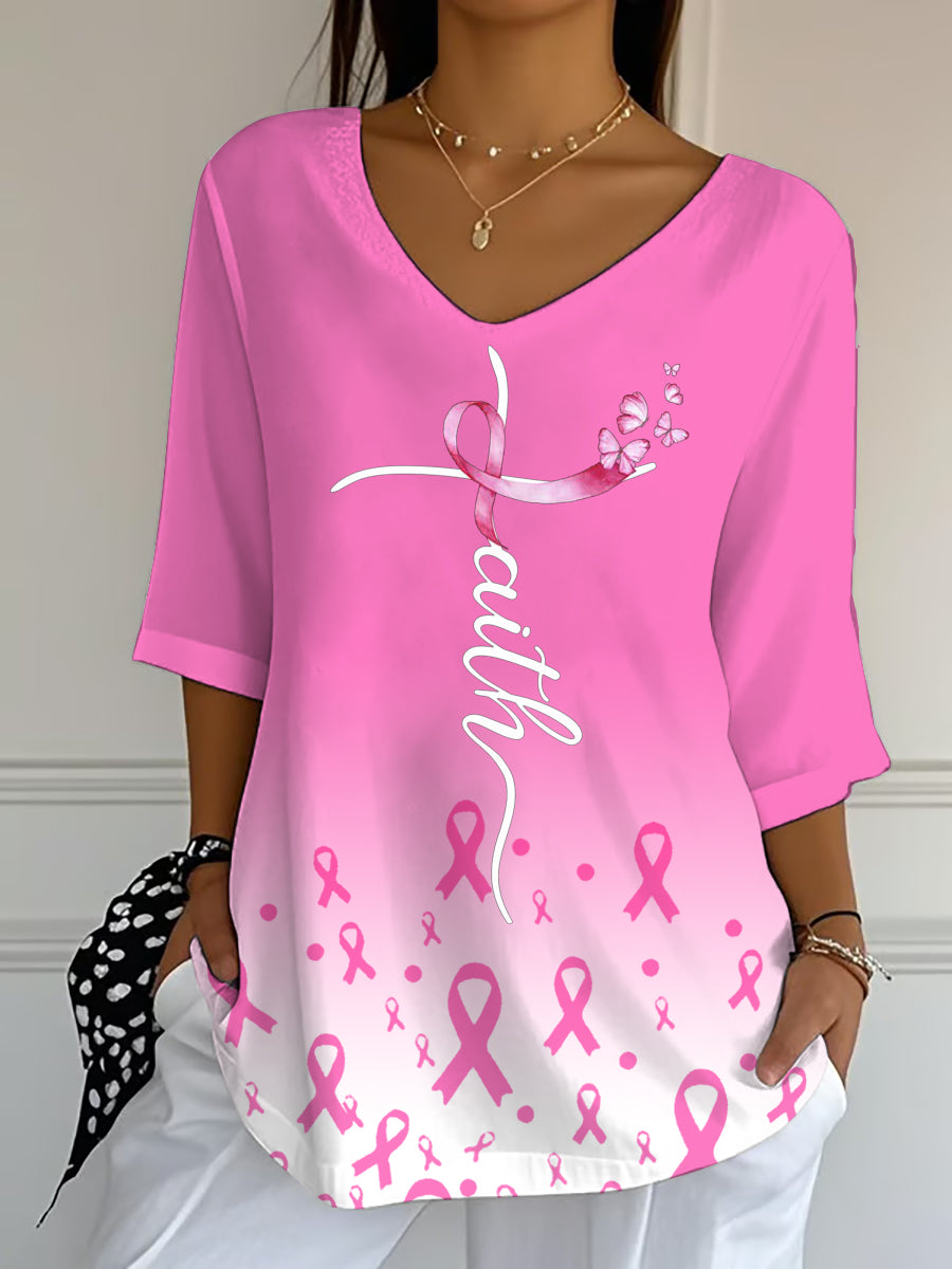 Women's Breast Cancer Half-Sleeve T-Shirt