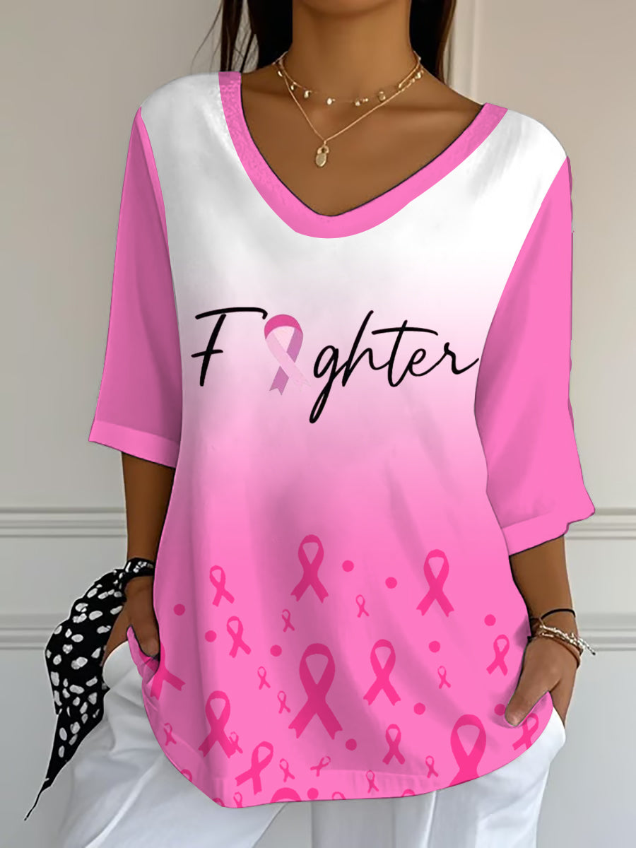 Women's Breast Cancer Half-Sleeve T-Shirt