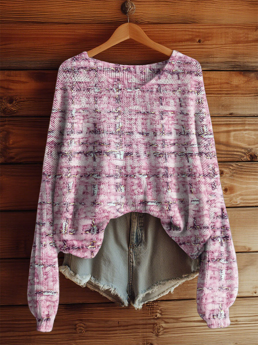 Women's Pink Plaid Print Casual Top