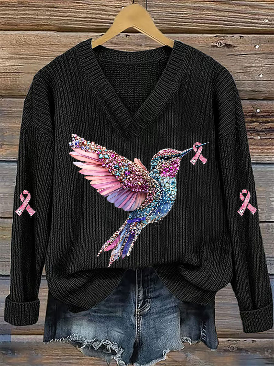 Women's Breast Cancer Awareness Pink Ribbon Print Casual Top