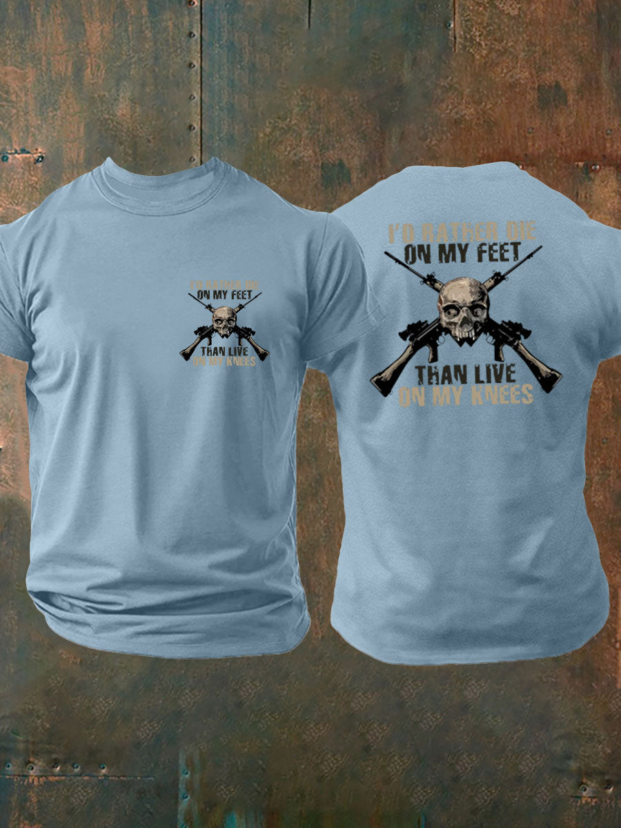 Men's British Veteran Printed imitation cotton short-sleeved T-shirt