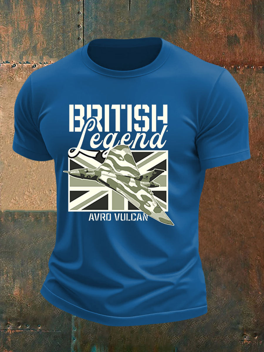 Men's British Veteran Printed imitation cotton short-sleeved T-shirt