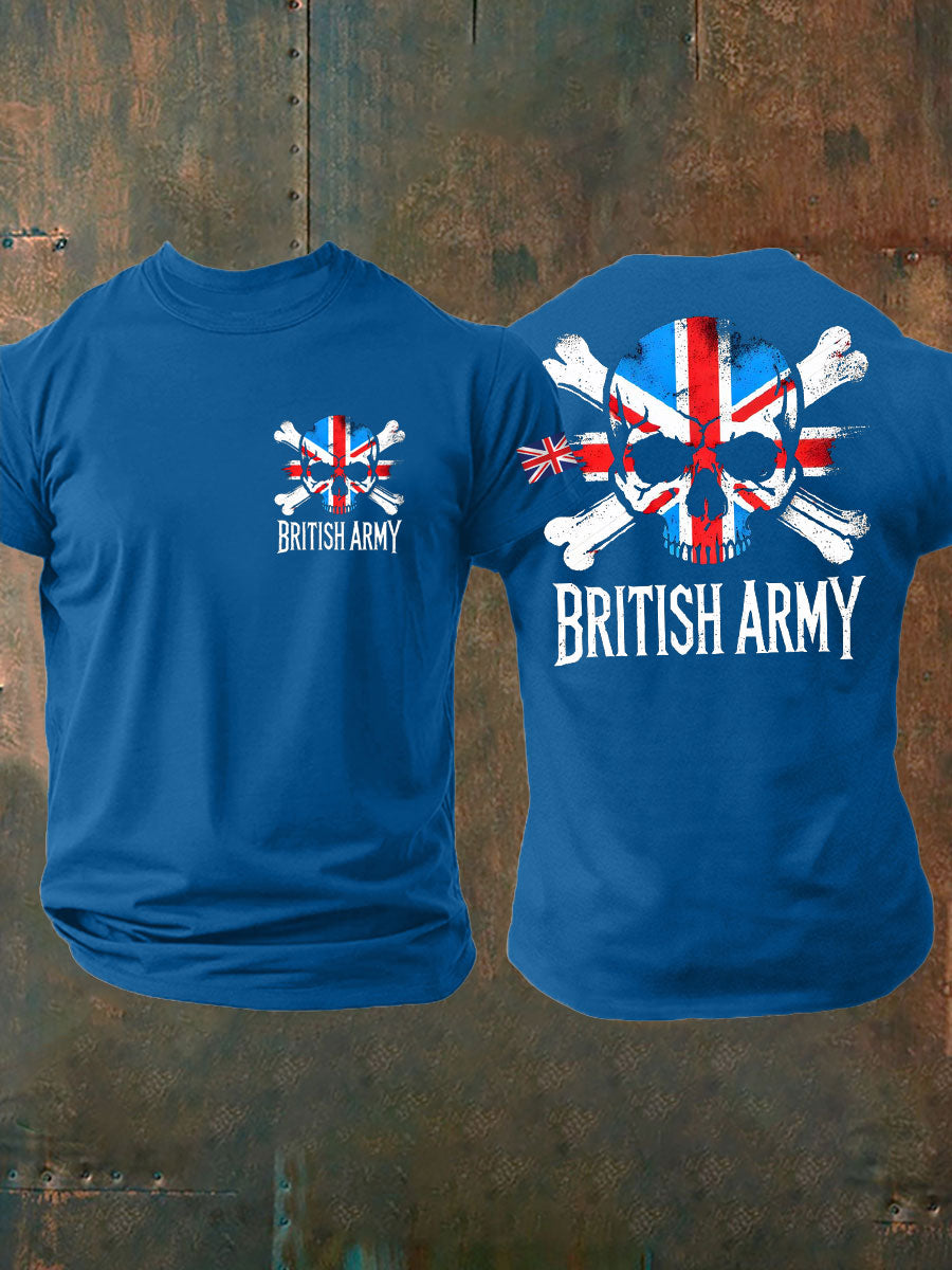 Men's British Veteran Printed imitation cotton short-sleeved T-shirt