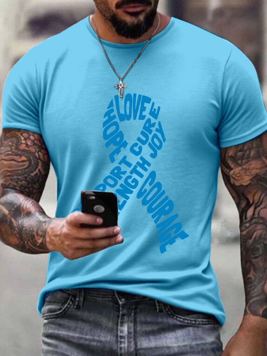 Men's Prostate Cancer Awareness Ribbon Print T-Shirt