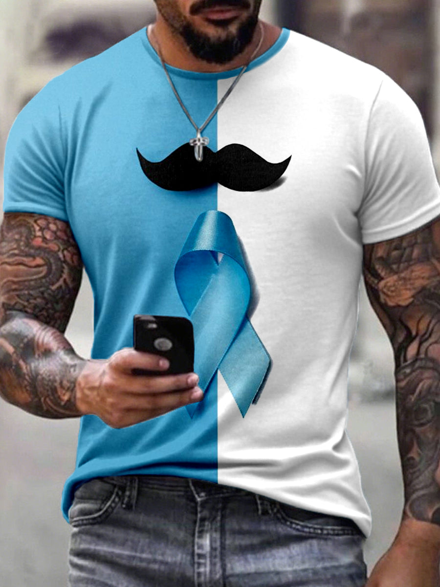 Men's Prostate Cancer Awareness Ribbon Print T-Shirt