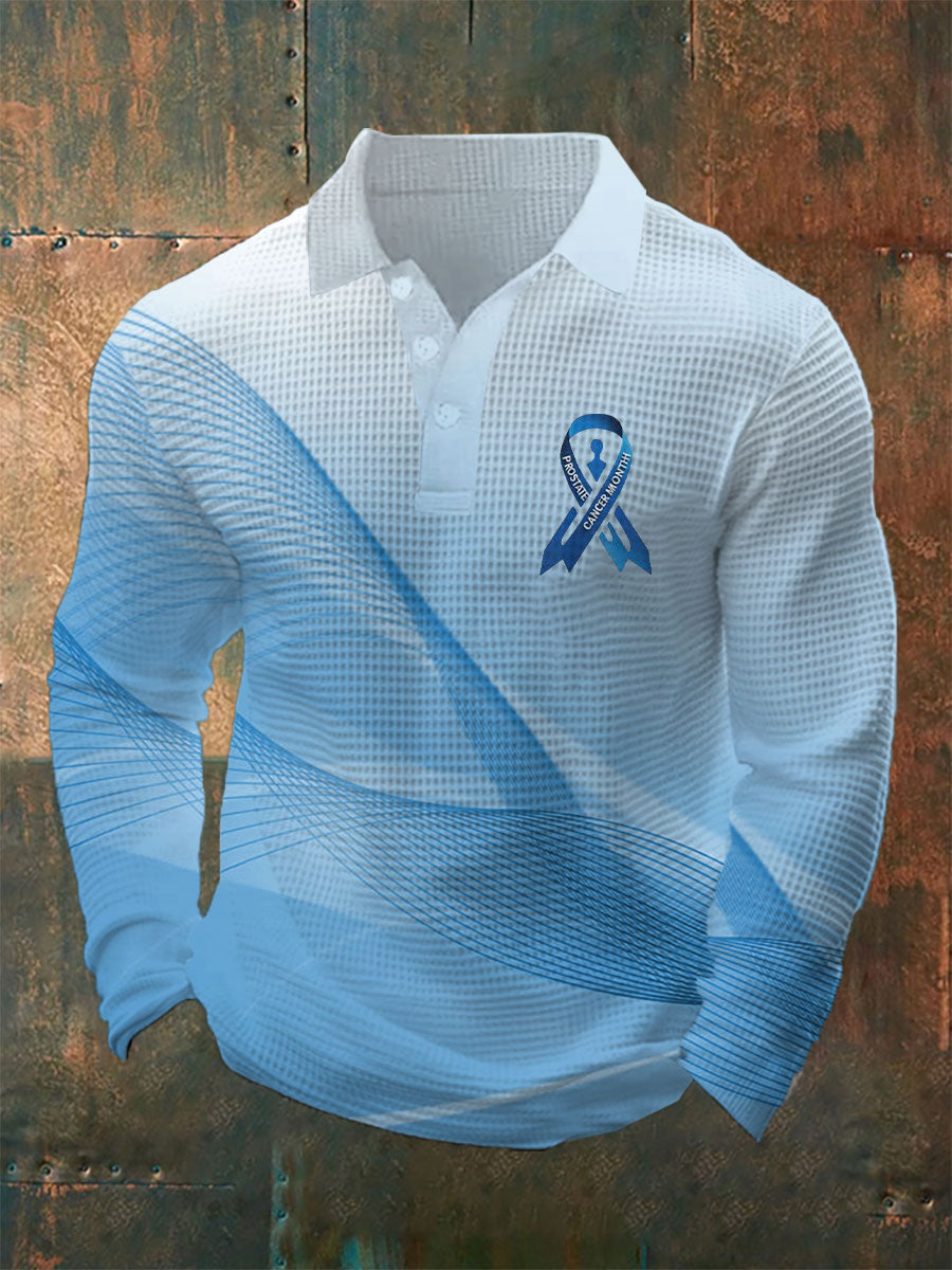 Men's Prostate Cancer Awareness Waffle Print Casual Top