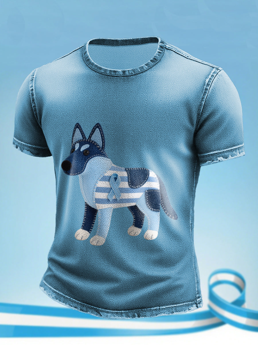 Men's Prostate Cancer Awareness Puppy Print T-Shirt