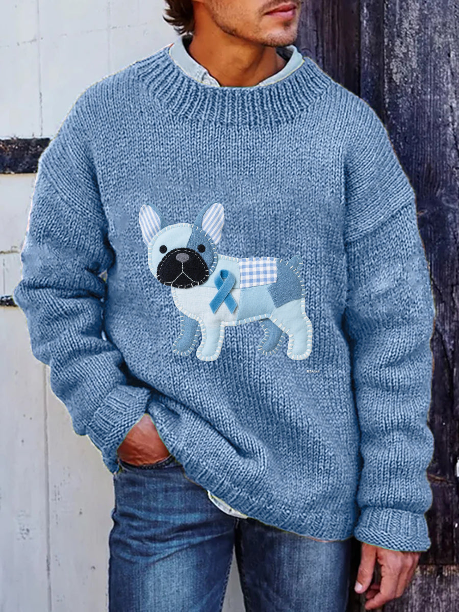 Men's Prostate Cancer Awareness Puppy Printed Sweater