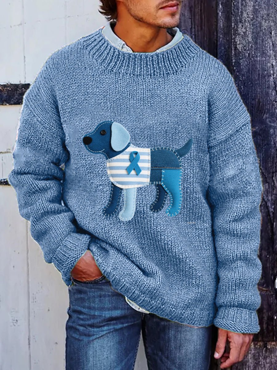 Men's Prostate Cancer Awareness Puppy Printed Sweater