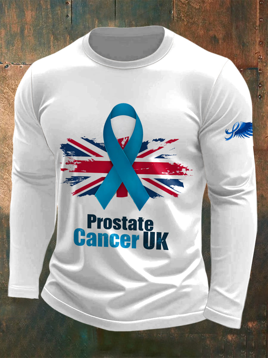 Men's Prostate Cancer UK Printed Long Sleeved Round Neck T-shirt