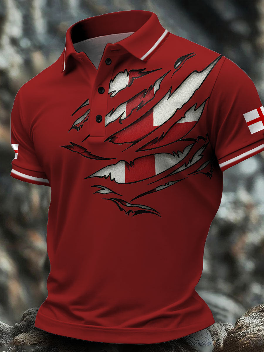 Men's England Flag Art Printed Casual Tops