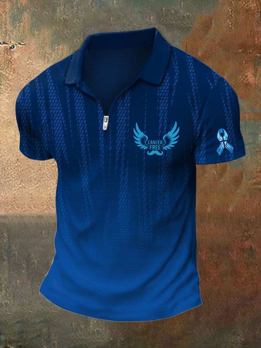 Men's Prostate Cancer Print Polo Neck Short Sleeve T-Shirt