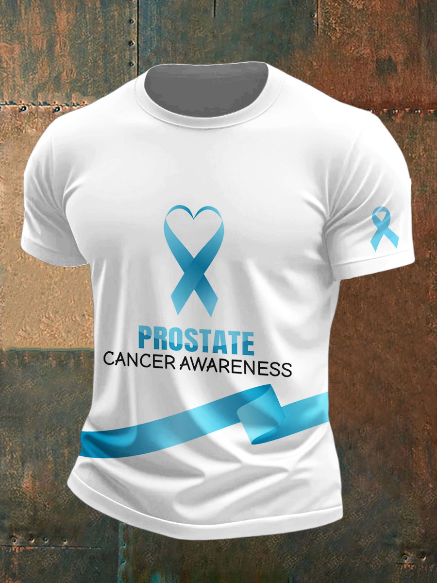 Men's Prostate Cancer Printed Vintage Fashion Loose Short Sleeve T-Shirt