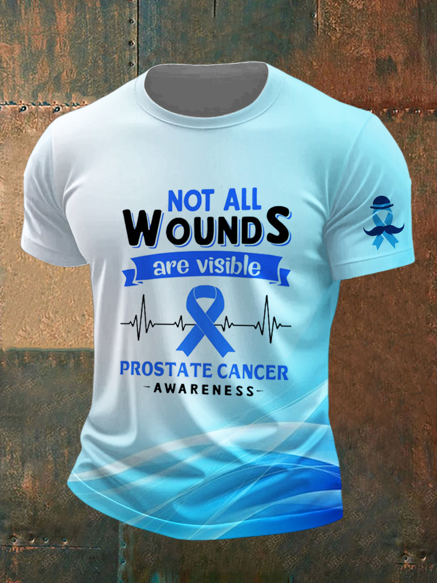 Men's Prostate Cancer Printed Vintage Fashion Loose Short Sleeve T-Shirt