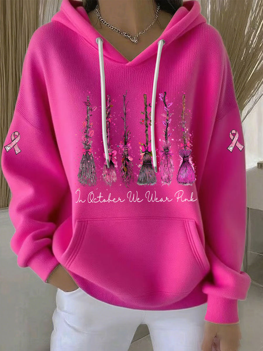 Women's In October We Wear Pink Printed Casual Hoodie